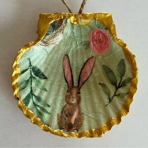 Handcrafted Easter Bunny Ornament 3 inch Decoupage